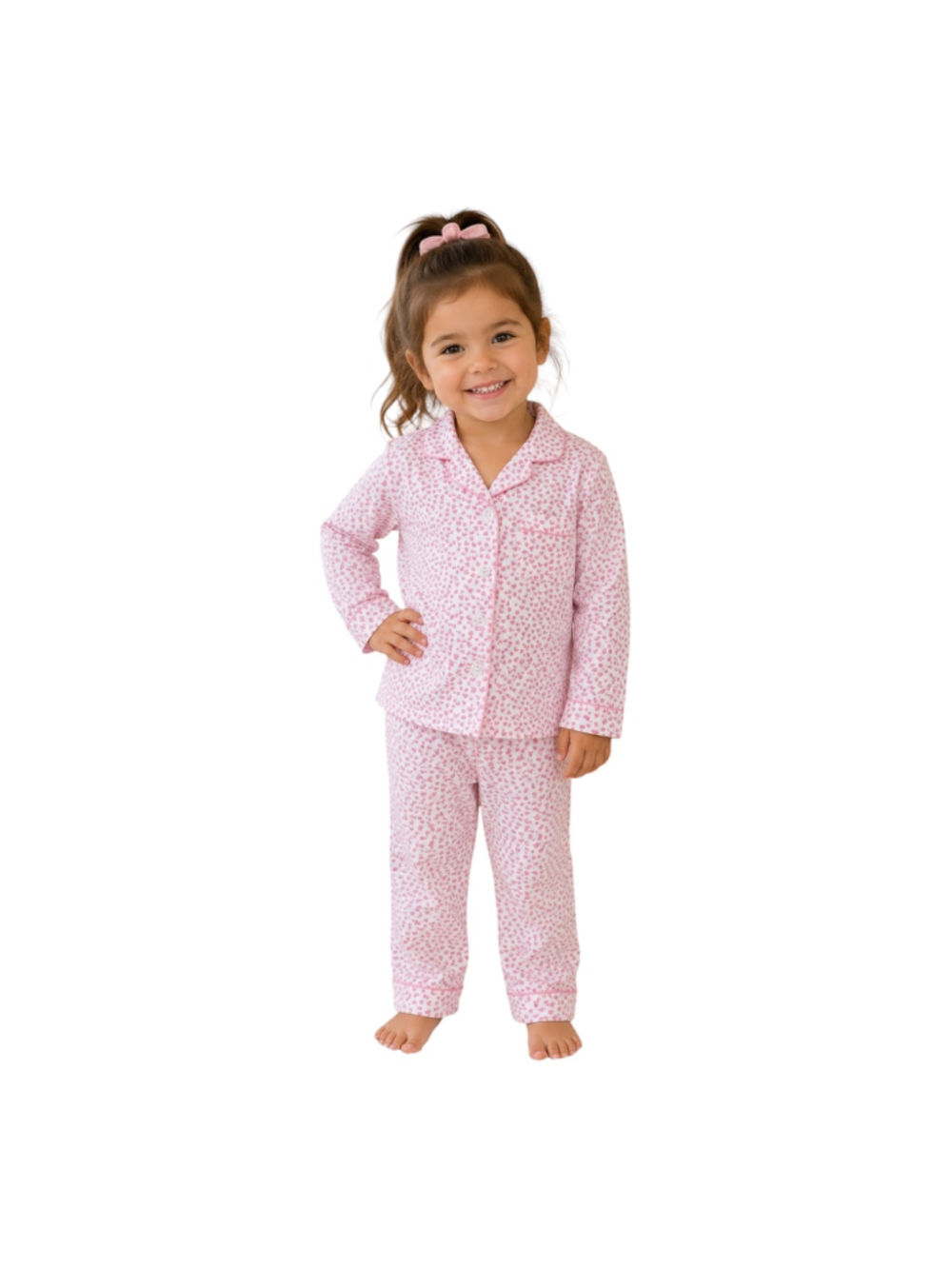 Petite Plume Sweethearts Pajama Set Toddler Girls 2T Pink Hearts Cotton 2 Piece